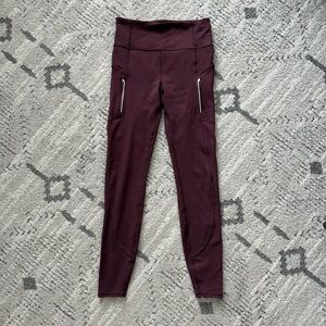 Athleta rainier spiced cabernet small tall ST running leggings tights